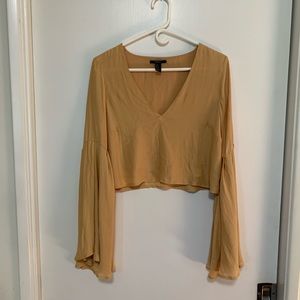 Bell Sleeve Cropped Top Yellow Medium